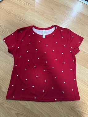 Girls' Auden Red Heart Print Short Sleeve Top size M….226